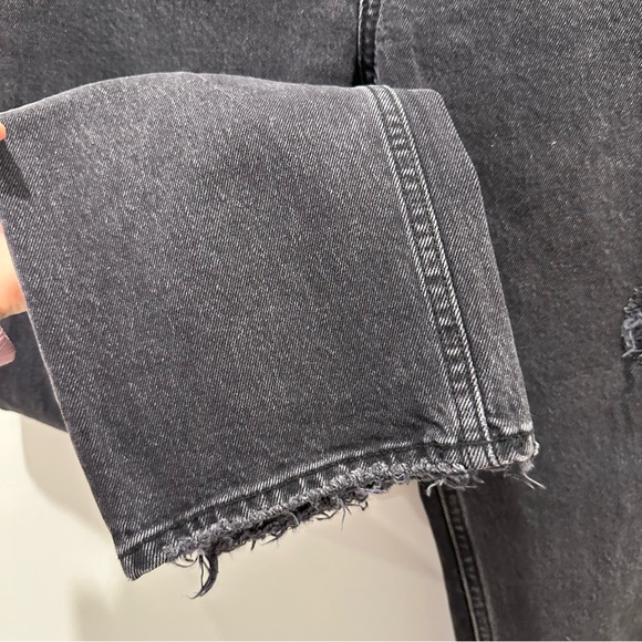 Abercrombie and Fitch The Dad High Rise Distressed Black Straight Leg Jeans 27 - Picture 11 of 16